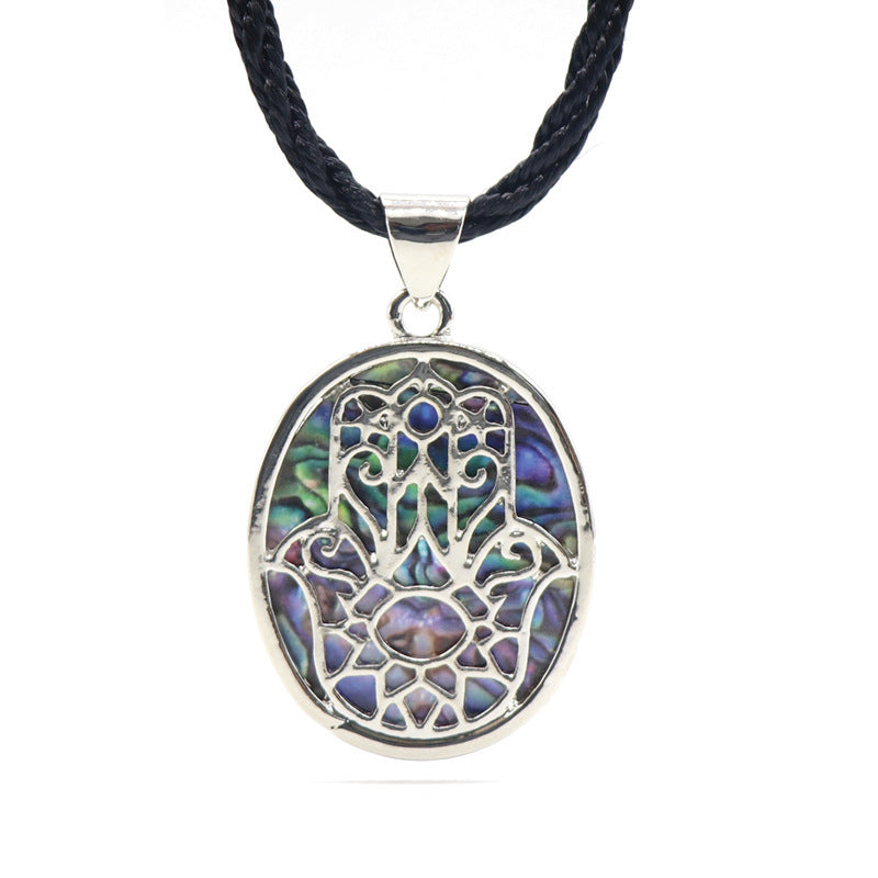 Abalone Shell Hamsa Necklace