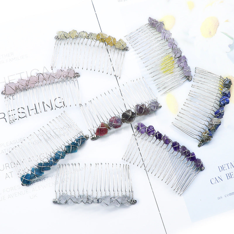 Natural Crystal Teeth Comb Hairpin