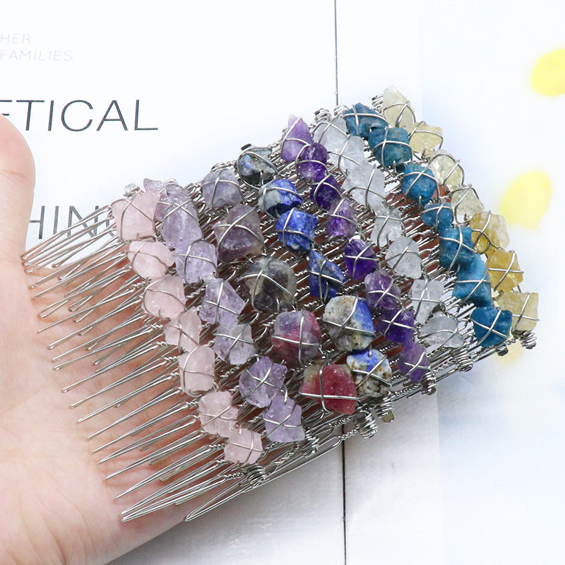 Natural Crystal Teeth Comb Hairpin