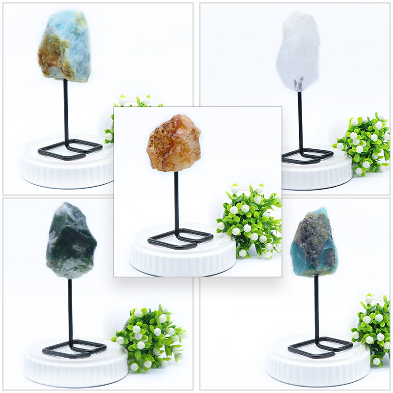 Crystal Raw Metal Stand Home Decor