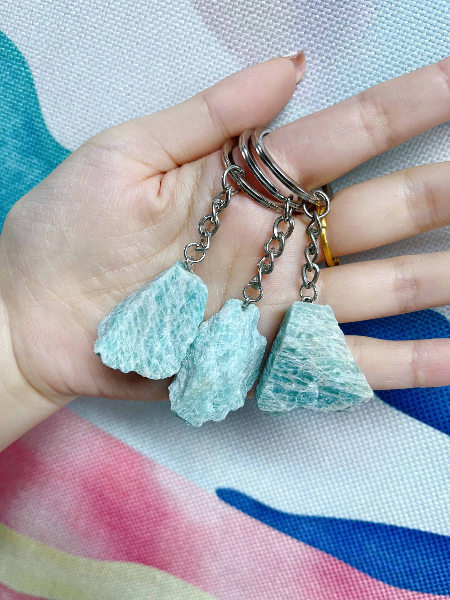 Raw Crystal Gemstone Keychain Charm