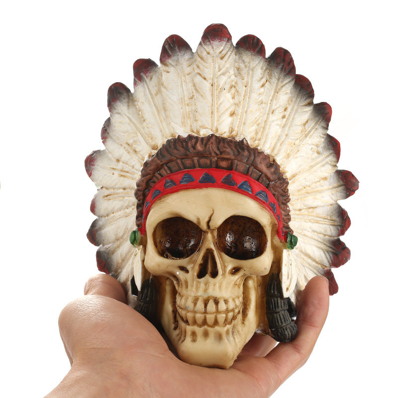 Native American Indian Eagle Skull Head Resin Crafts