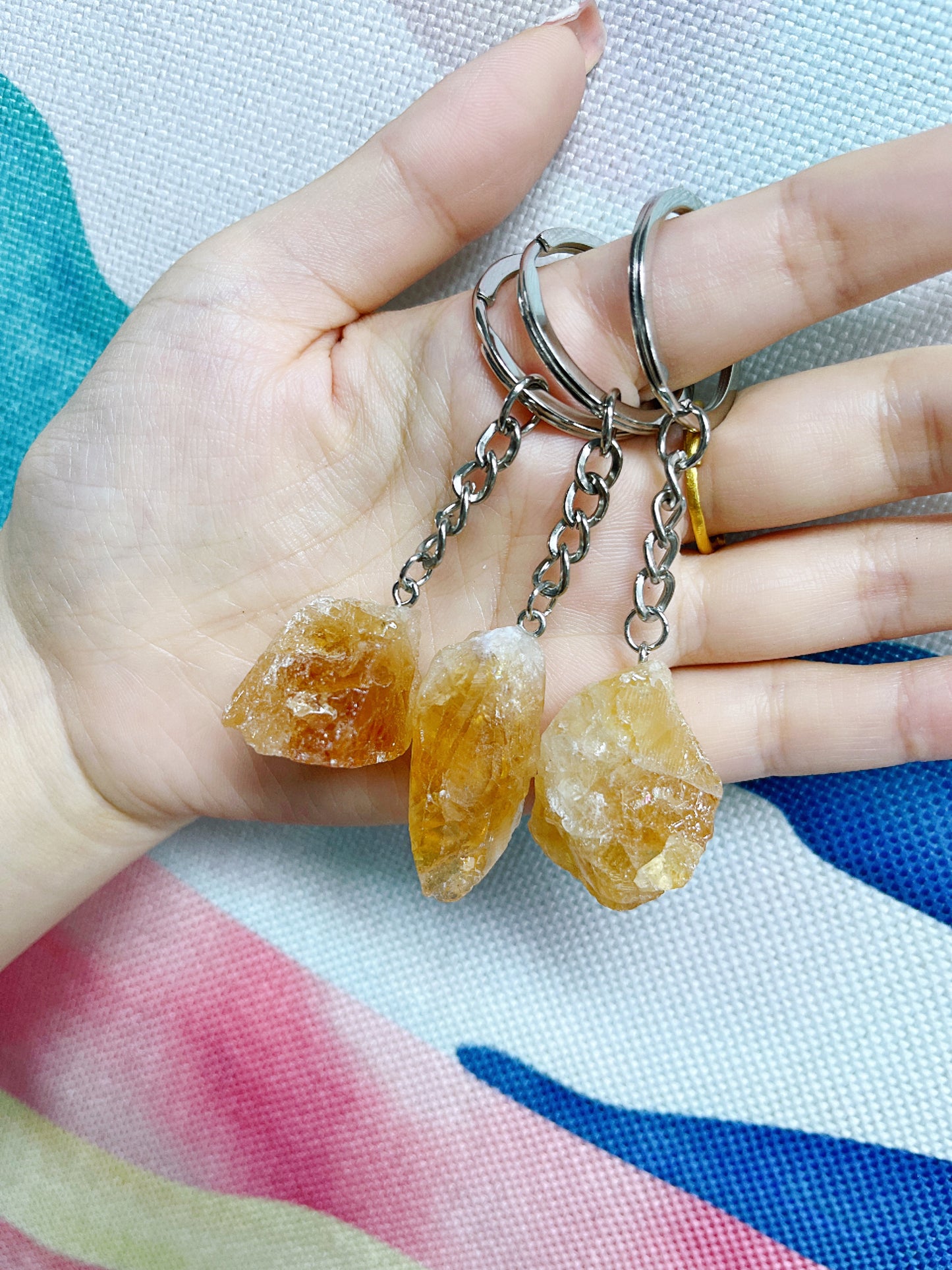 Raw Crystal Gemstone Keychain Charm