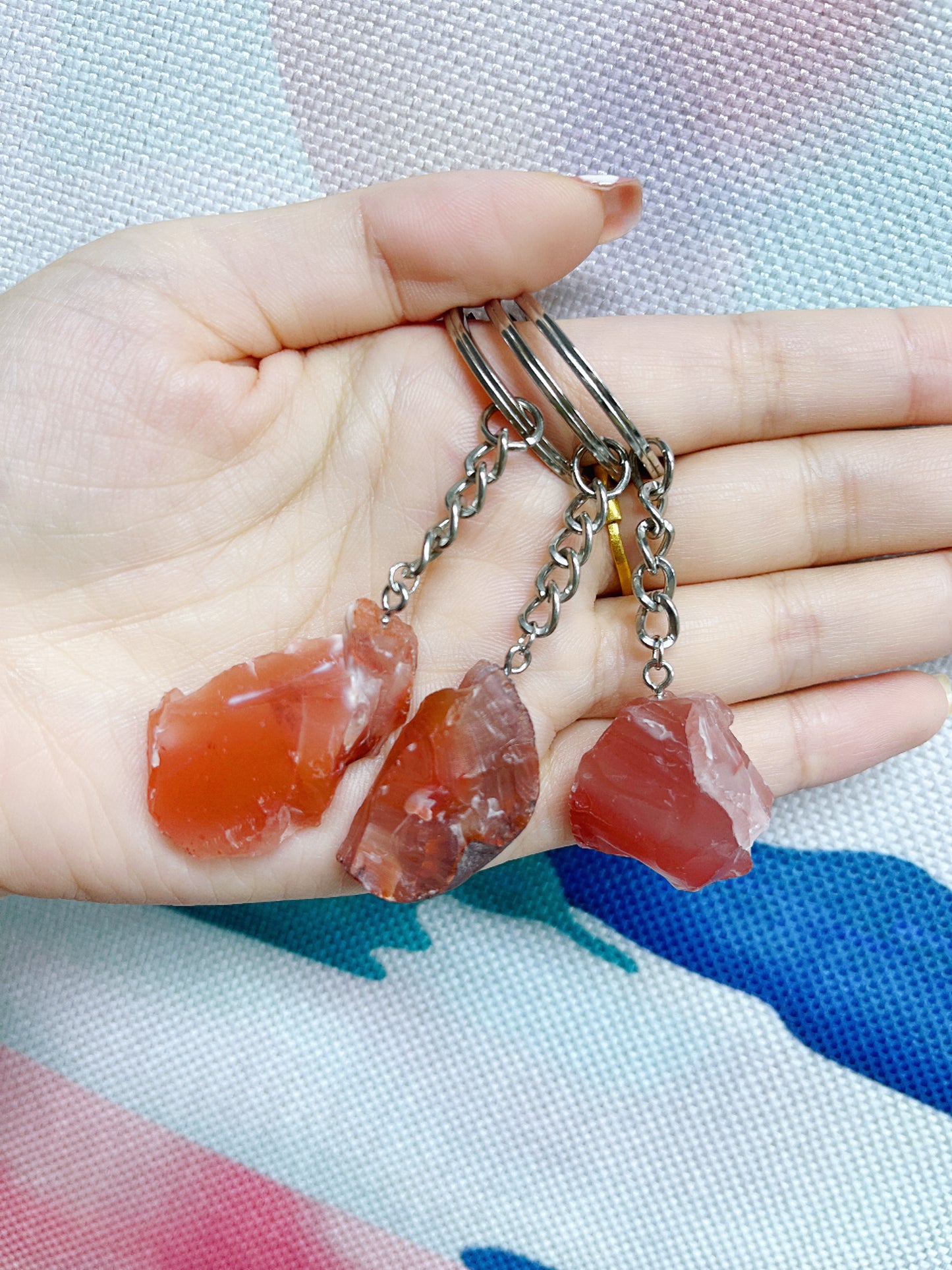 Raw Crystal Gemstone Keychain Charm