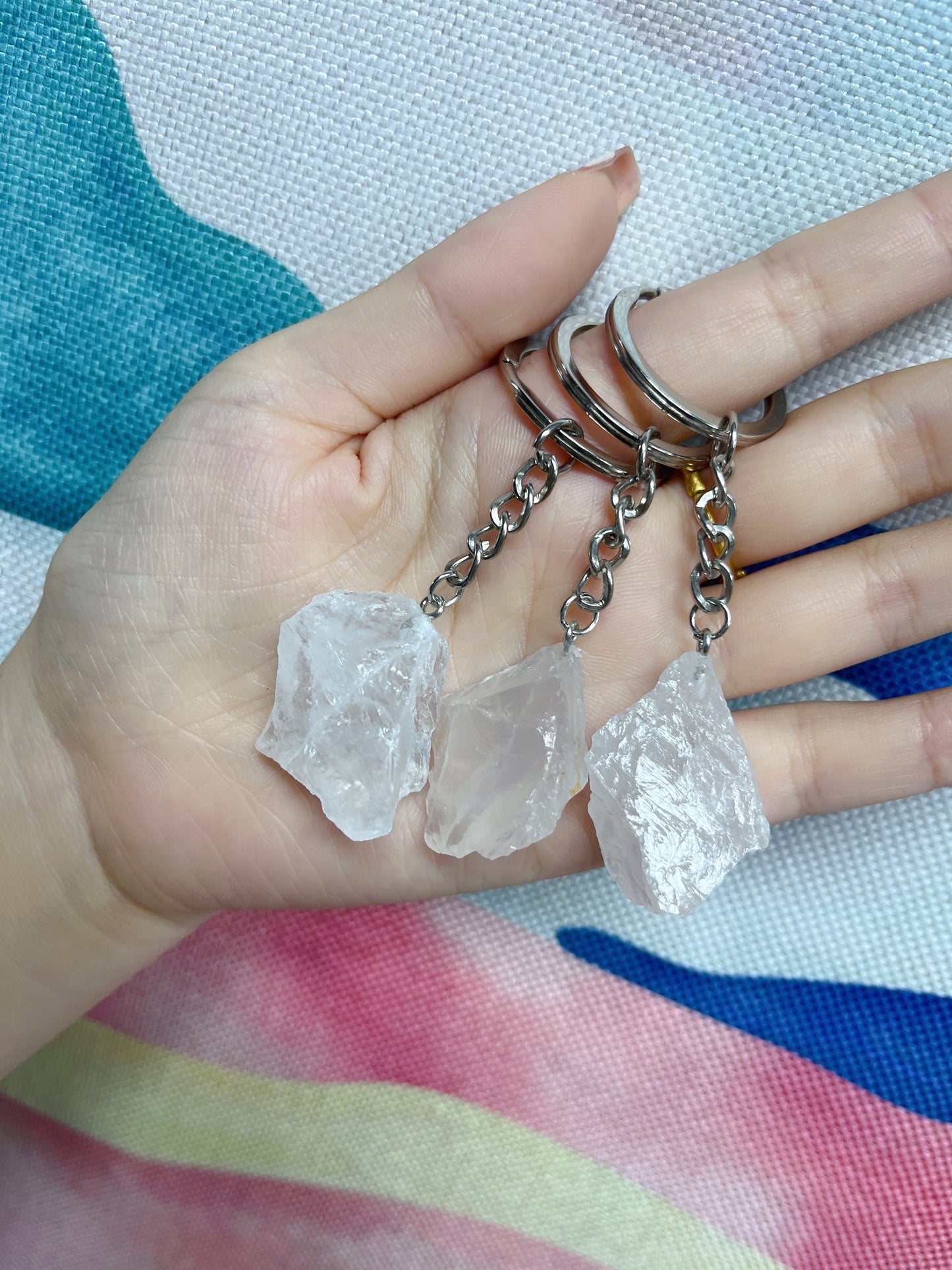 Raw Crystal Gemstone Keychain Charm