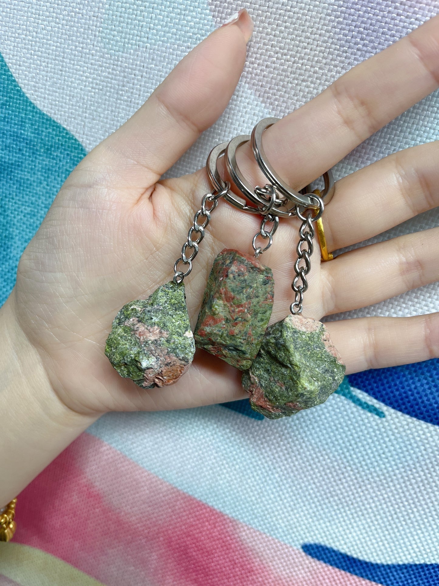 Raw Crystal Gemstone Keychain Charm