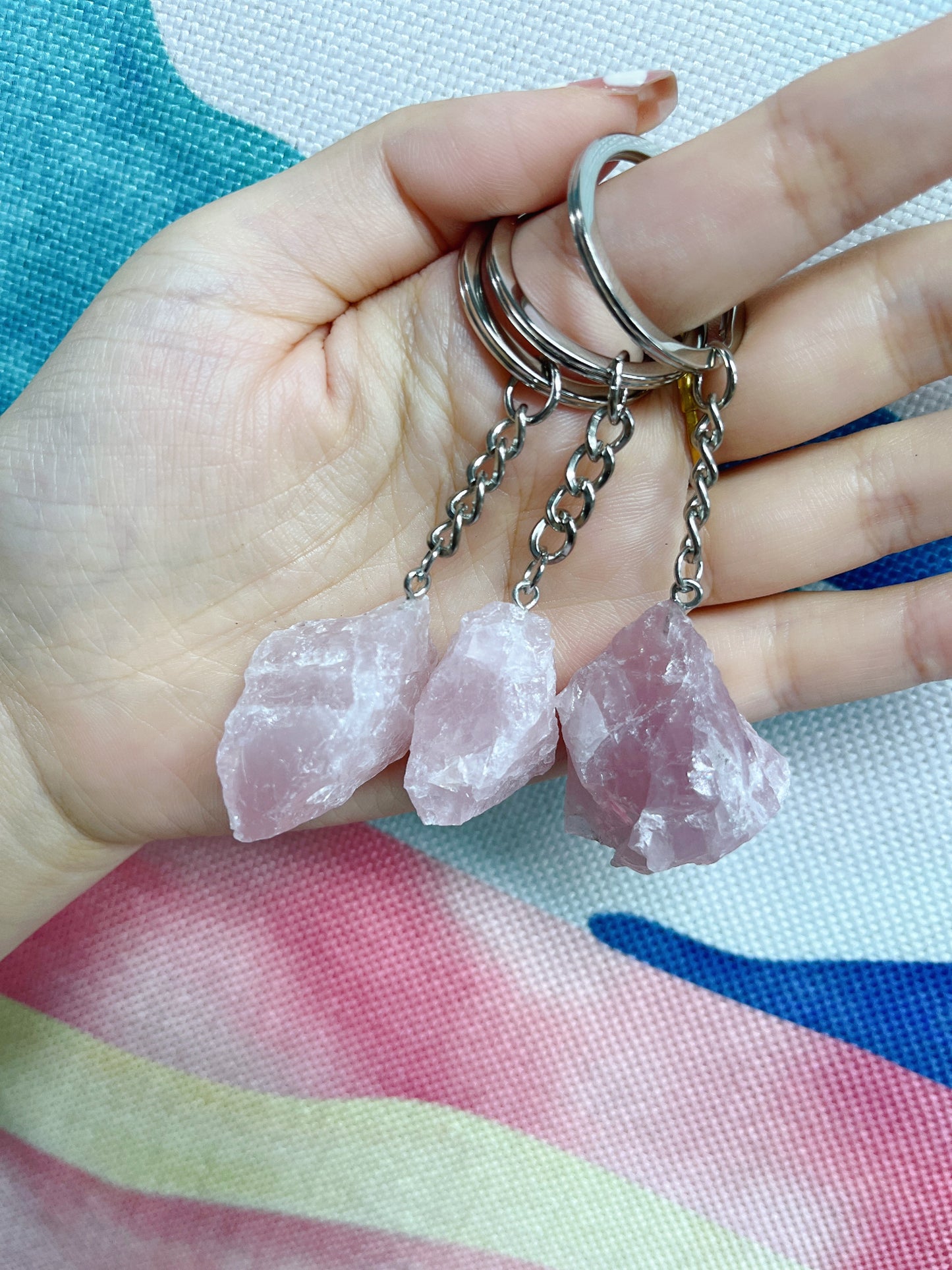 Raw Crystal Gemstone Keychain Charm