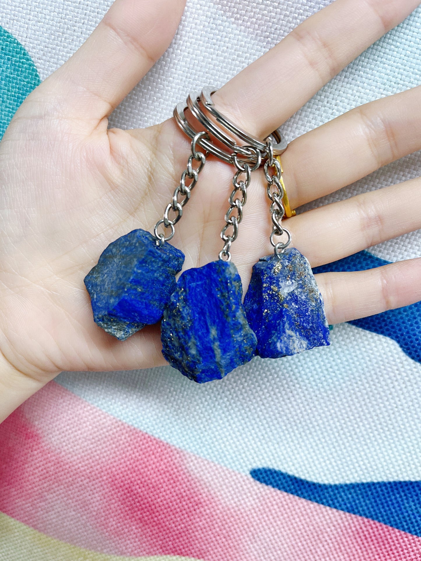 Raw Crystal Gemstone Keychain Charm