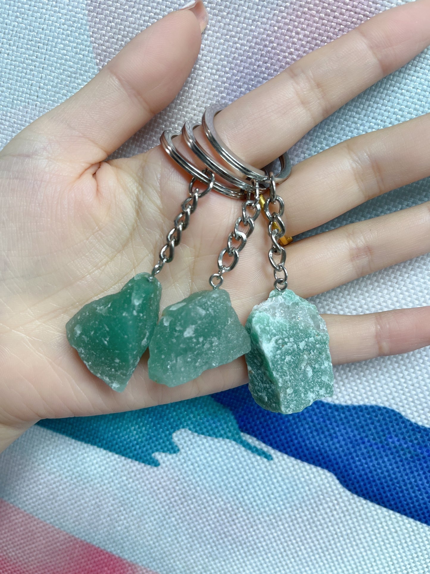 Raw Crystal Gemstone Keychain Charm