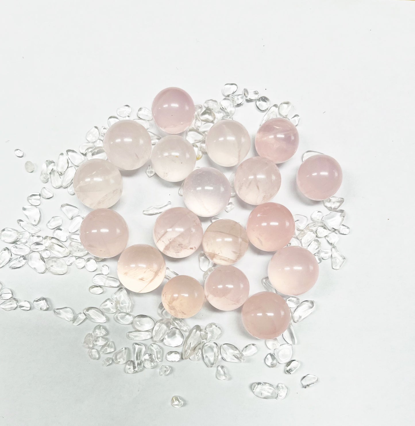 Rose quartz mini sphere set(12 pcs)