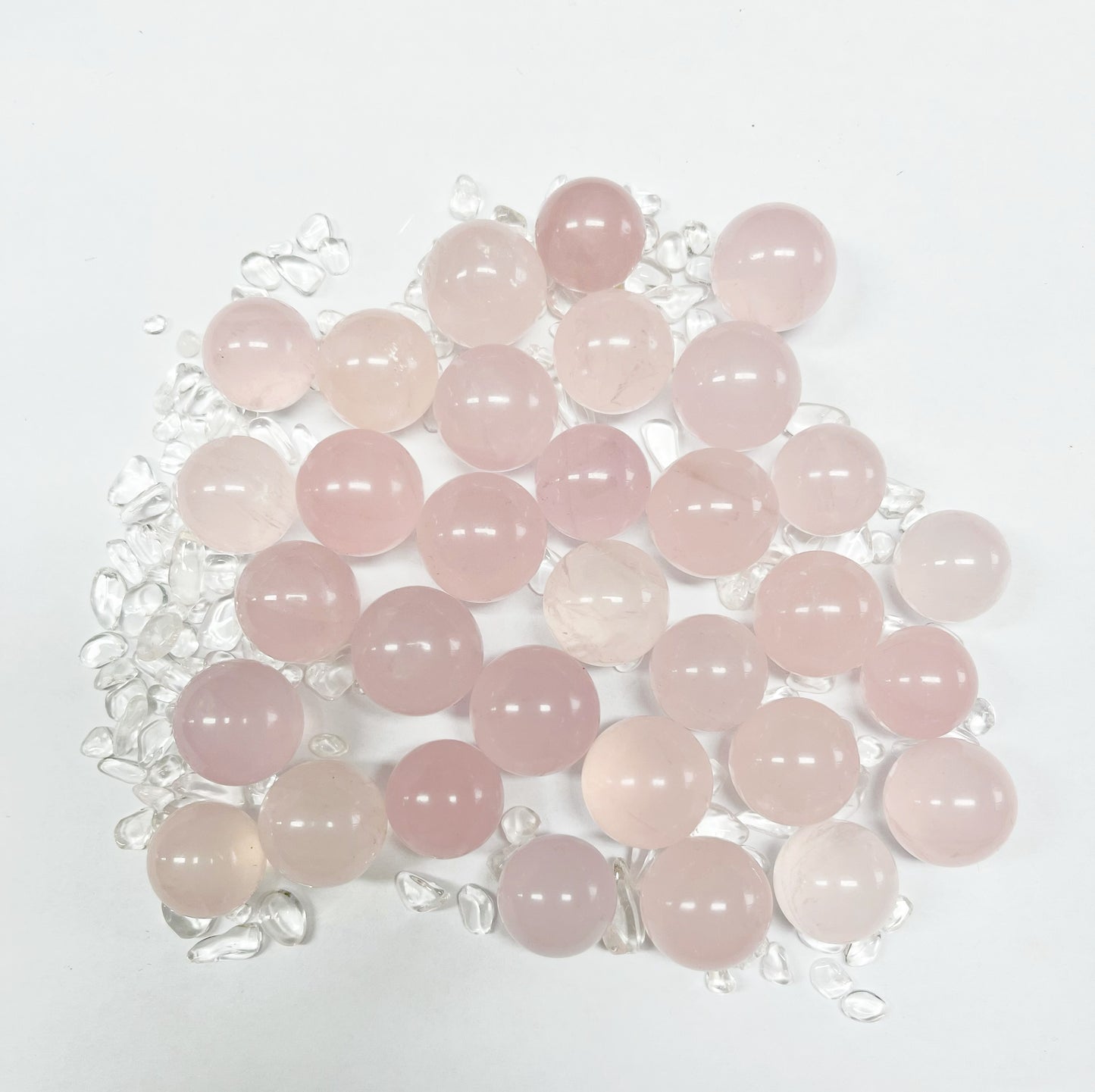 Rose quartz mini sphere set(12 pcs)