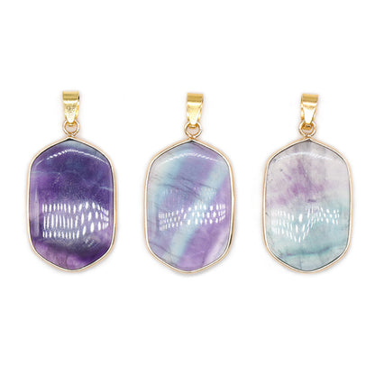 Gold Round Plated Fluorite Pendant