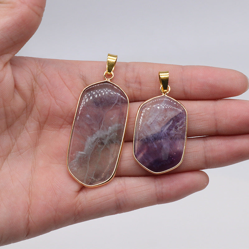 Gold Round Plated Fluorite Pendant