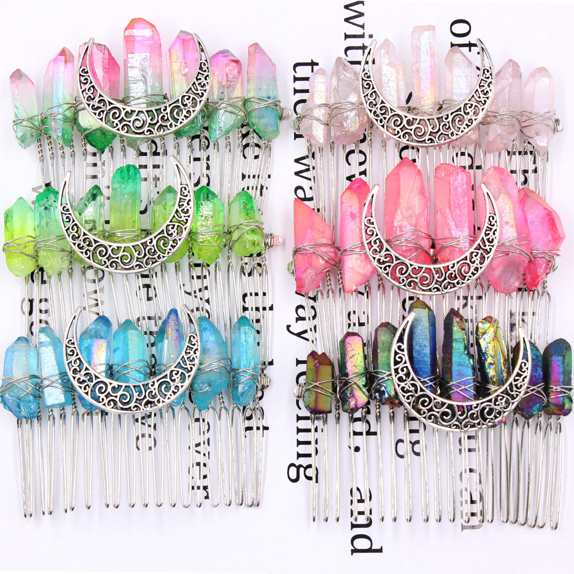 Aura Quartz Comb Hairpin