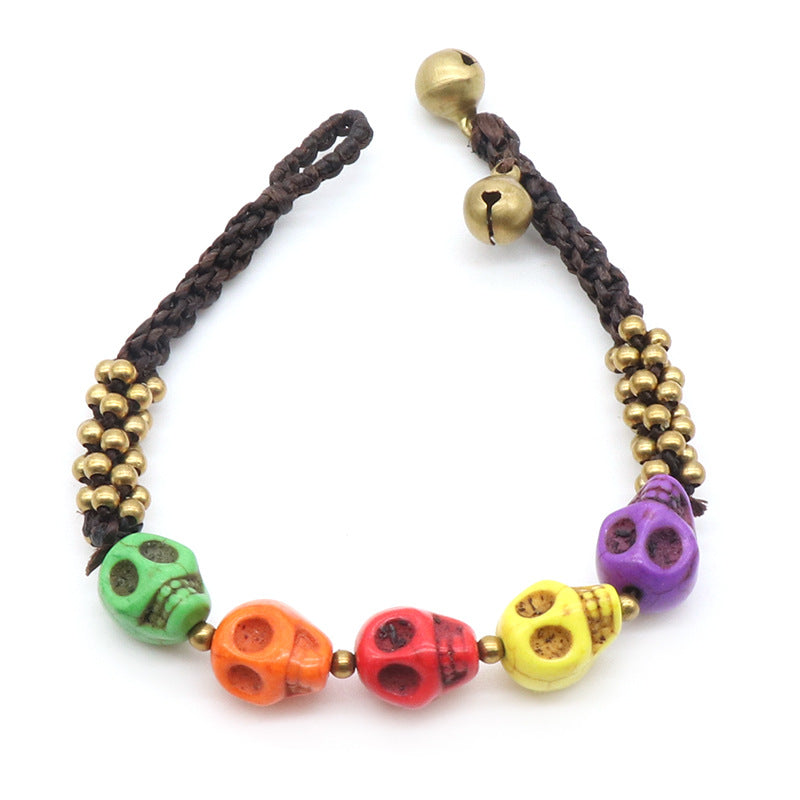 Day of the Dead Colorful Turquoise Skull Bracelet