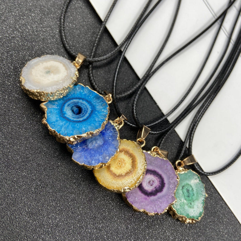 Colorful Agate Slice Pendant