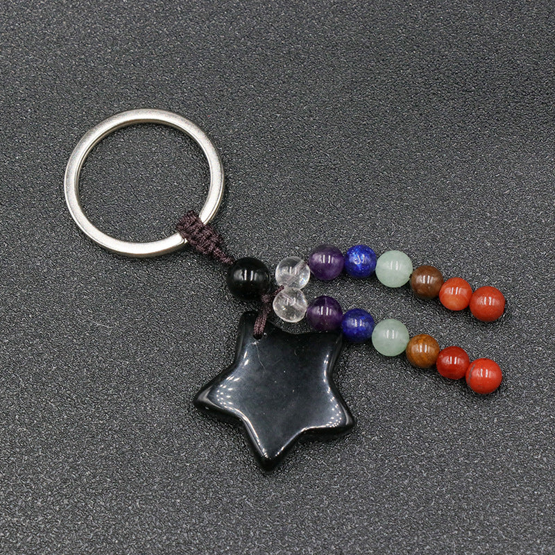 Chakra Bead&Crystal Star Keychain