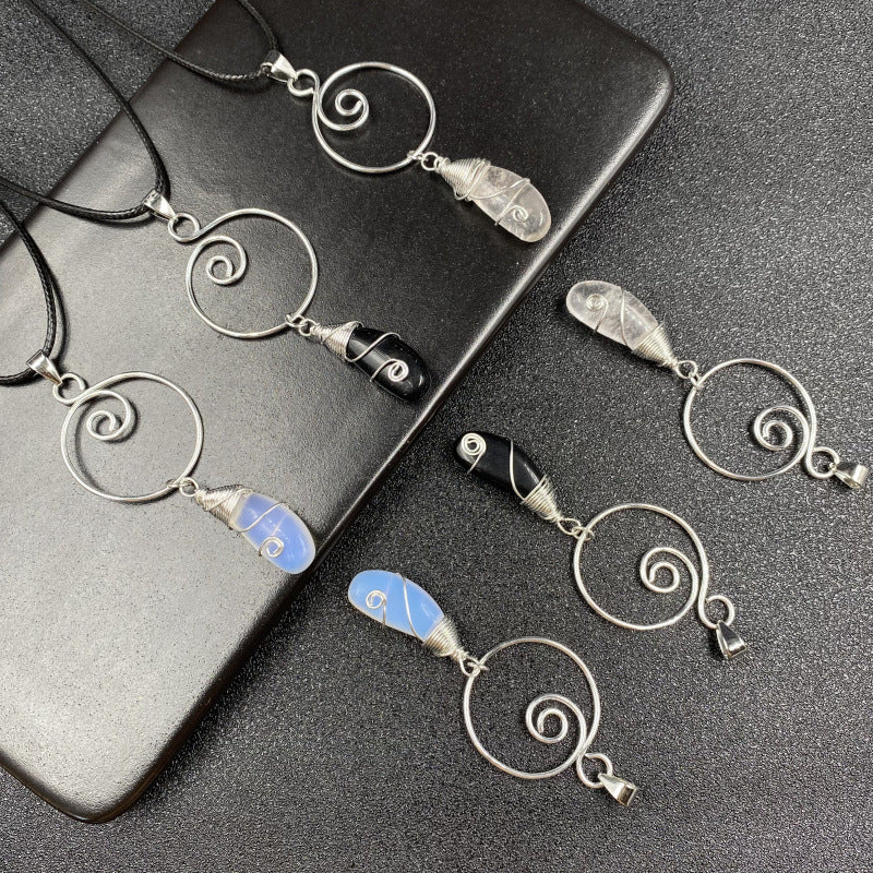 Silver Wire Wrapped Crystal Earring&Necklace