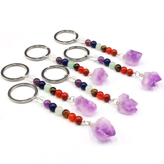 Chakra Bead Amethyst Teeth Keychain