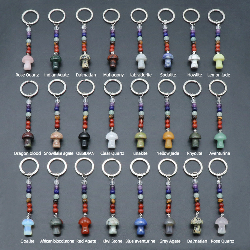 Crystal Mushroom Chakra Key Chain