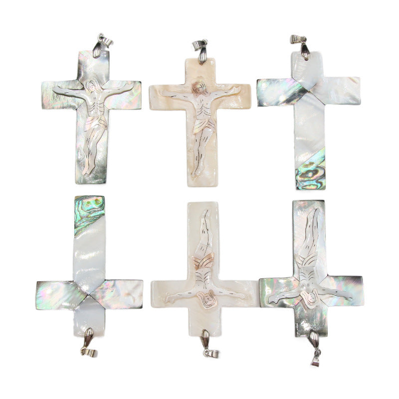 Abalone Shell Crucifixion of Jesus Pendant