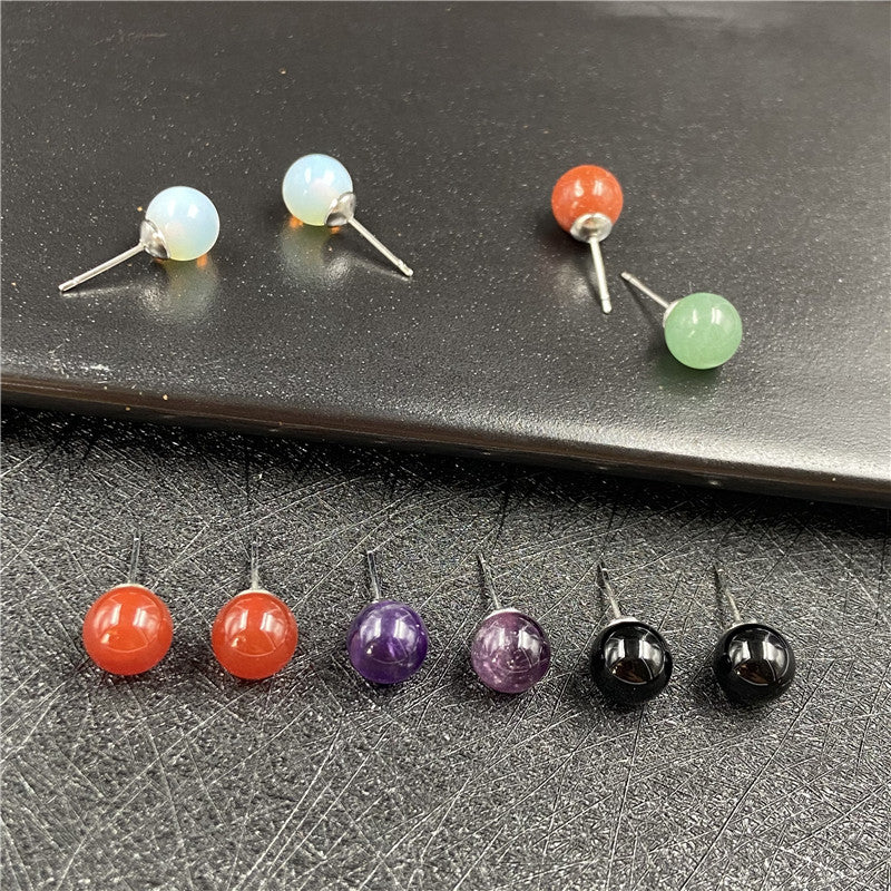 Natural Crystal Mini Ball Earring Studs