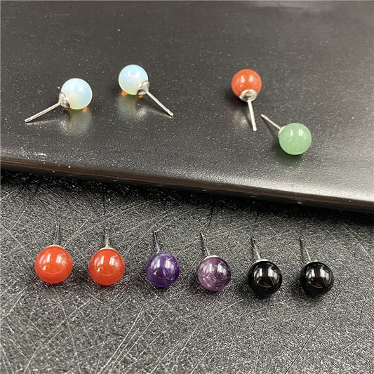 Natural Crystal Mini Ball Earring Studs