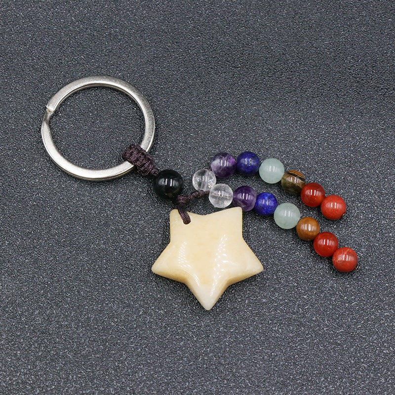 Chakra Bead&Crystal Star Keychain