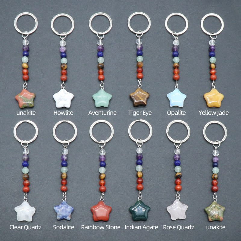 Crystal Star Chakra Key Chain