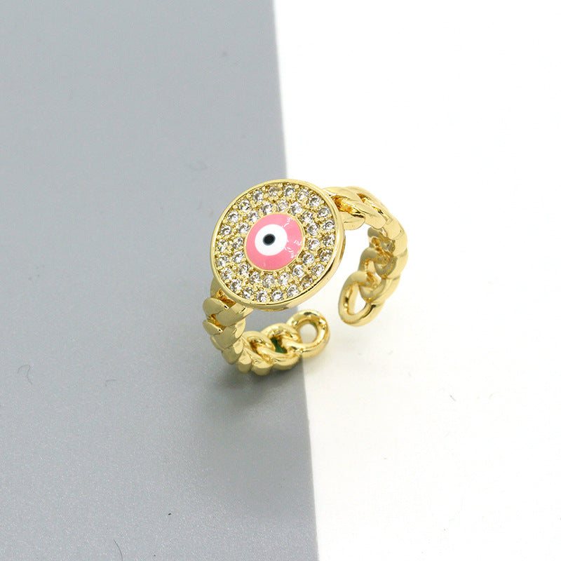 Gold Chain Evil Eye Ring