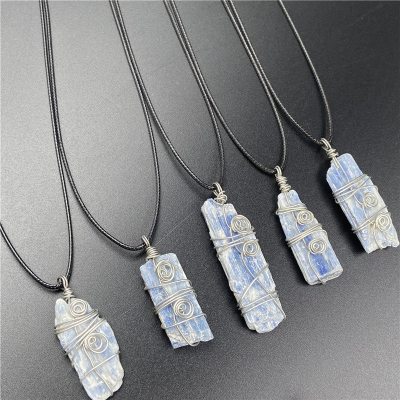 Kyanite Silver Wrapped Pendant