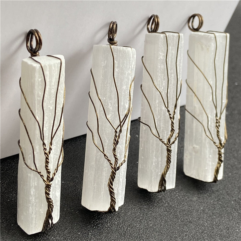 Cooper Wire Life Tree Selenite Pendant