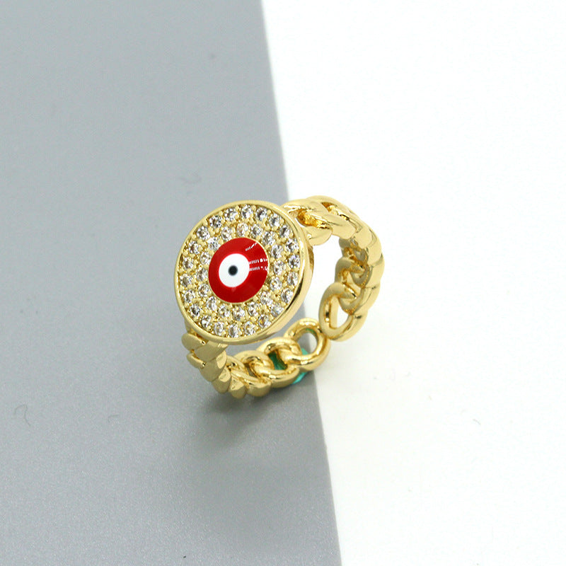 Gold Chain Evil Eye Ring