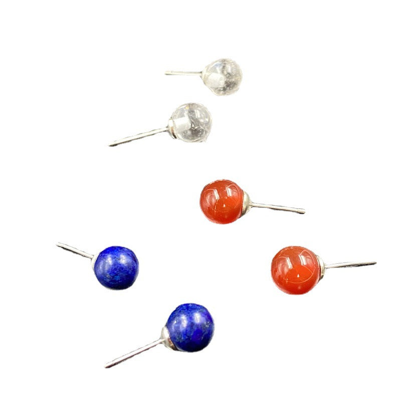 Natural Crystal Mini Ball Earring Studs