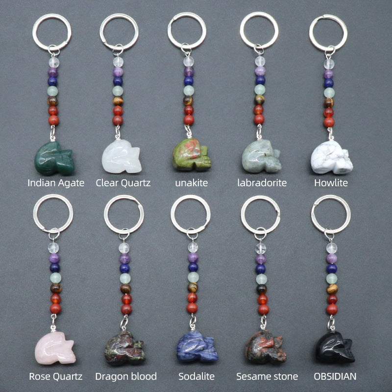 Crystal Skull Chakra Key Chain