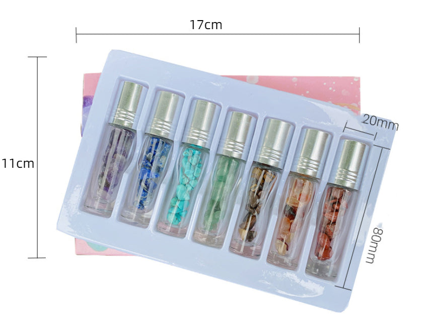 Chakra Crystal Essential Oil Roller Bottle Set