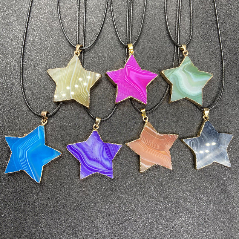 Colorful Agate Star Pendant