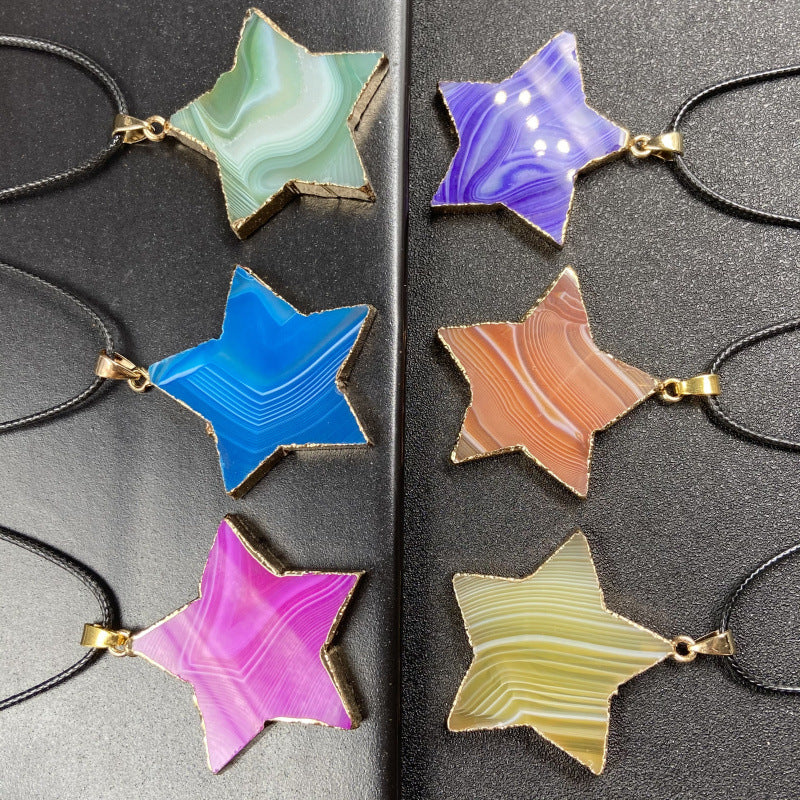 Colorful Agate Star Pendant