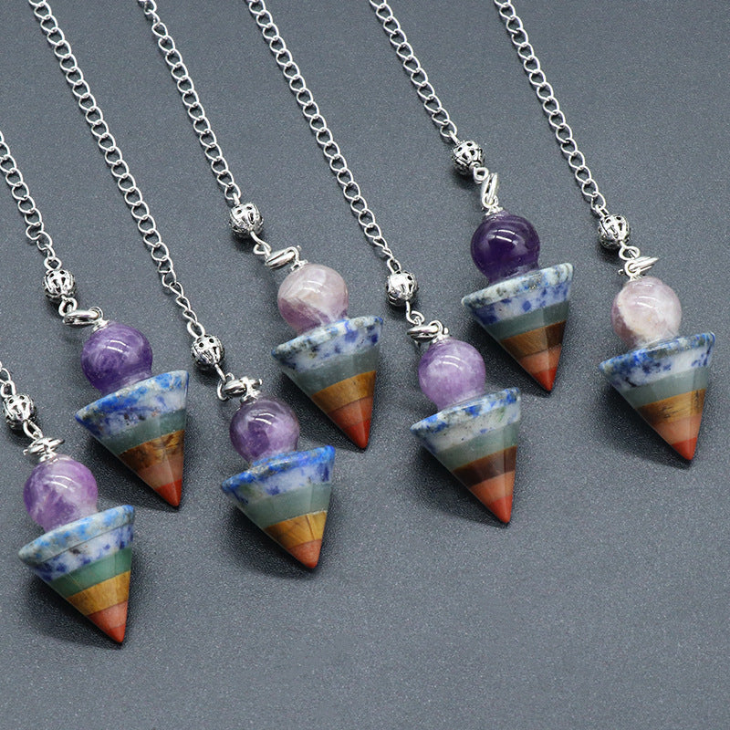 Amethyst Bead Chakra Pendulum