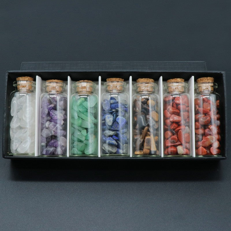 Chakra Crystal Chip Wishing Bottle Set