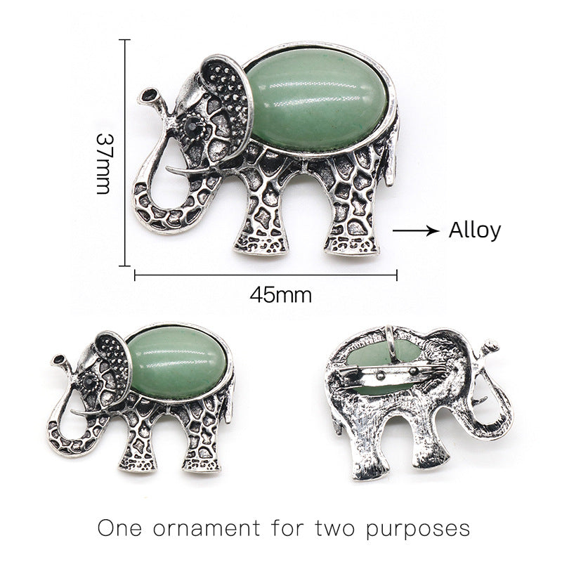 Crystal Elephant Brooch & Pendant