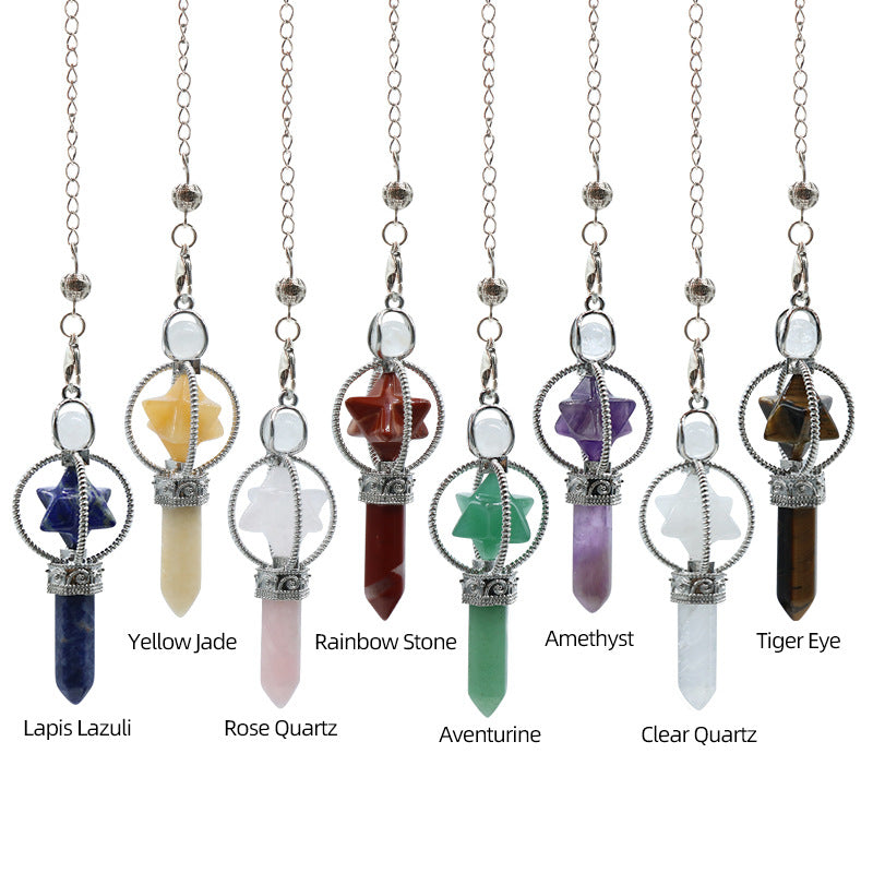 Crystal Merkaba Star Wand Pendulum