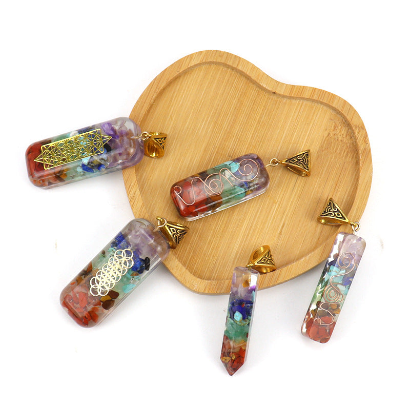 Chakra Chip Stones Orgone Pendant