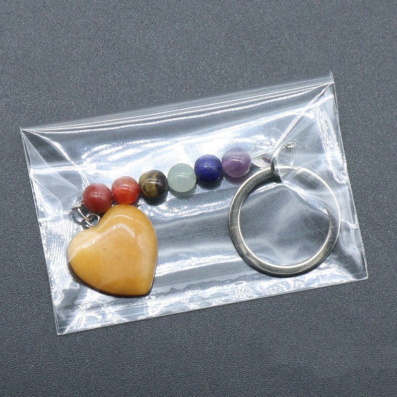 Crystal Heart Stone Chakra Key Chain