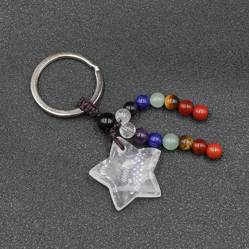 Chakra Bead&Crystal Star Keychain