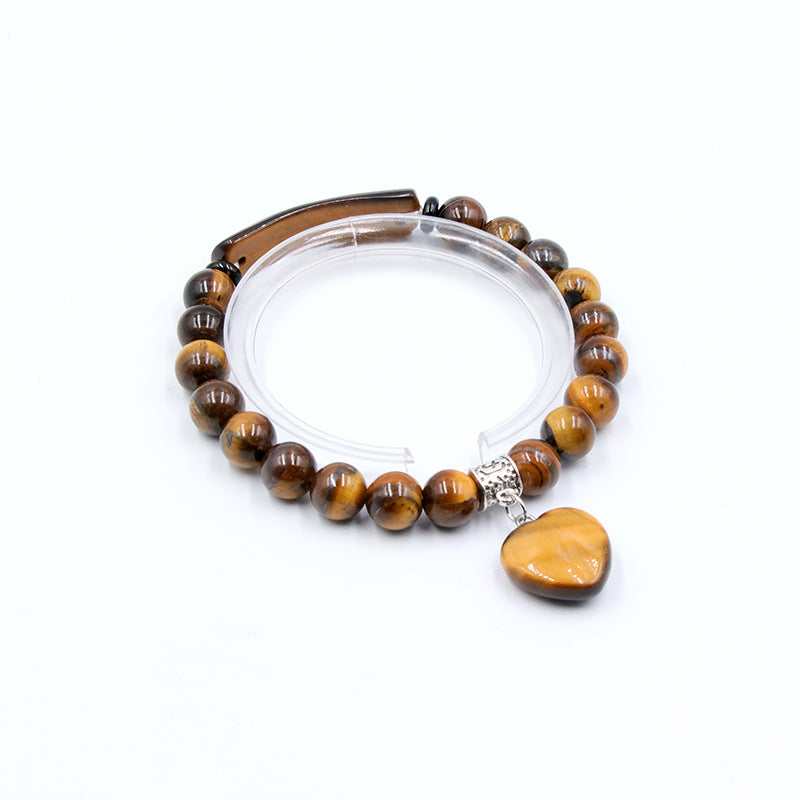 8mm Tiger Eye Bead&Heart Bracelet