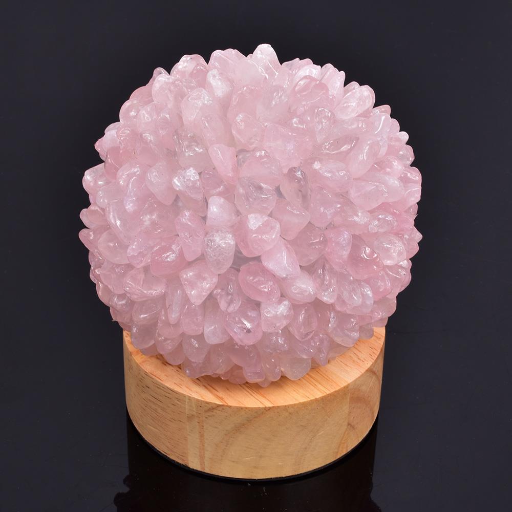 Crystal Rocks Lamp with Wooden Base