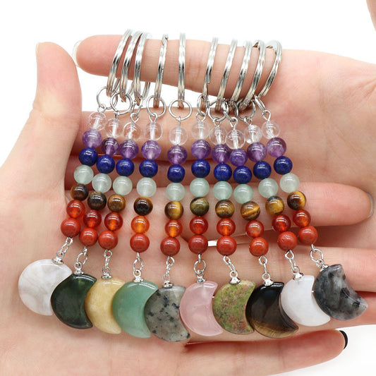 Crystal Moon Star Chakra Key Chain