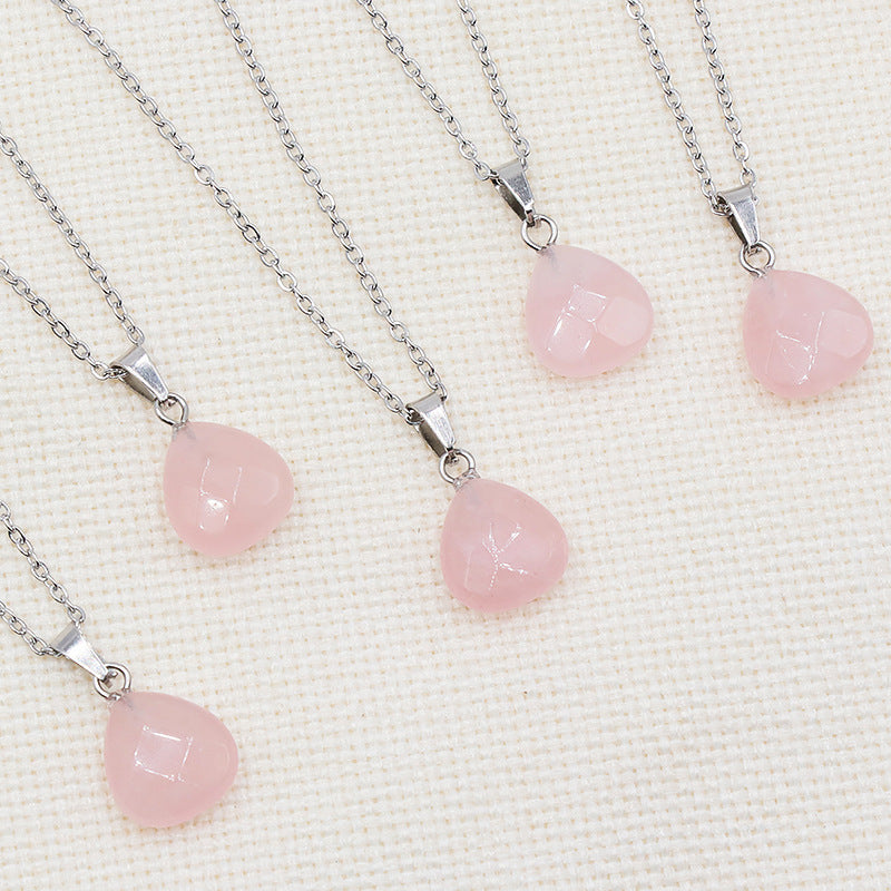 Rose Quartz Faceted Droplet Necklace