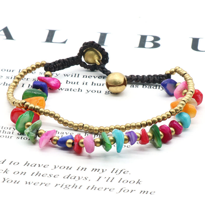 Crystal Chip&Gold Bell Bracelet